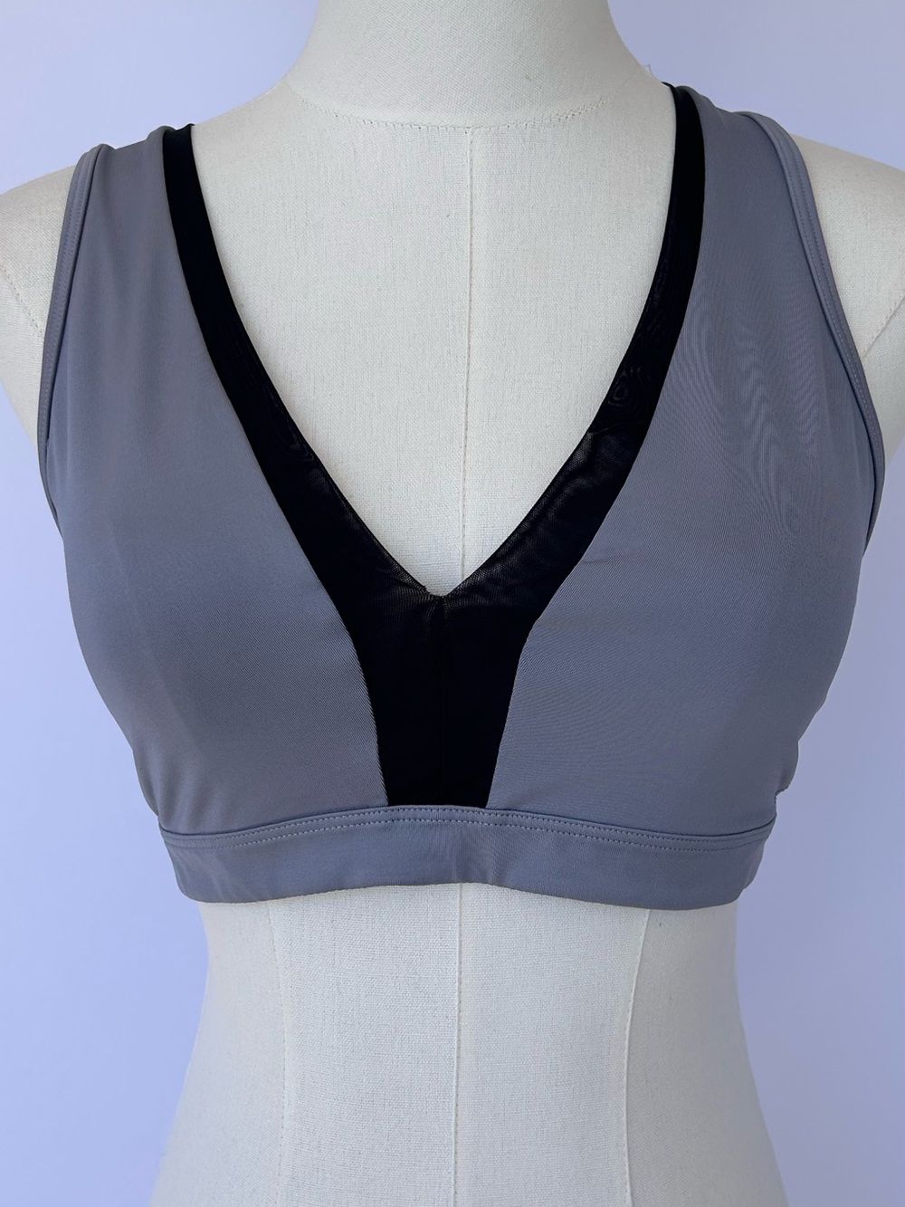 Victoria Sport Women’s Sports Bra Gray/Black with Mesh Detail X Back Size Medium